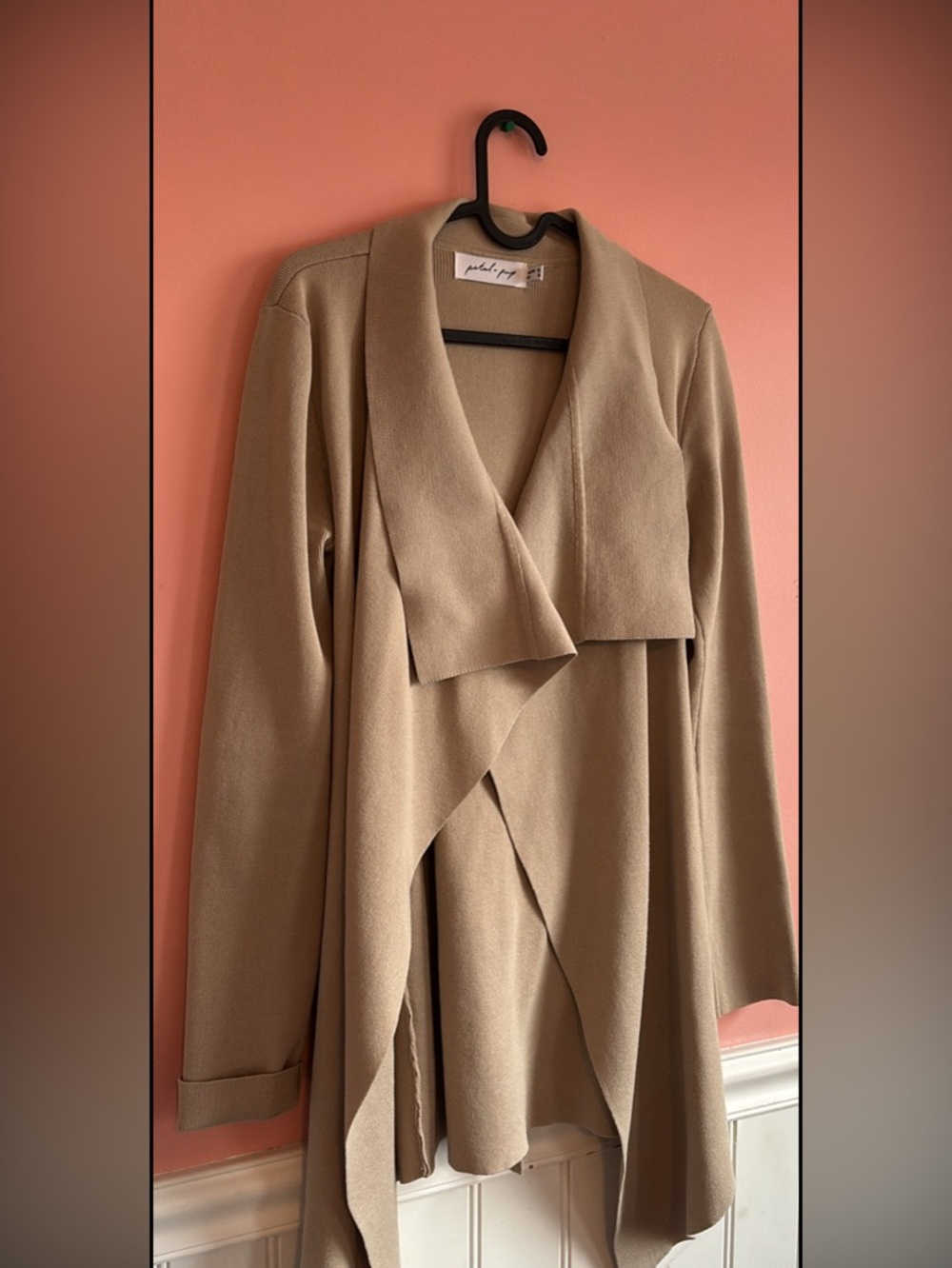 Petal & Pup Beige-Tan Waterfall Open Cardigan